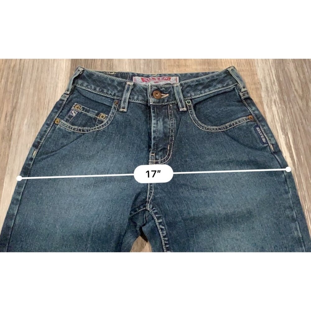 Vtg Silver Jeans Flare Womens Size 25/31 Blue Denim Pants Mid Rise Medium Wash - Picture 9 of 13